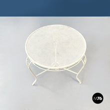 Carica l&#39;immagine nel visualizzatore di Gallery, Garden chairs and table in white wrought iron, 1960s
