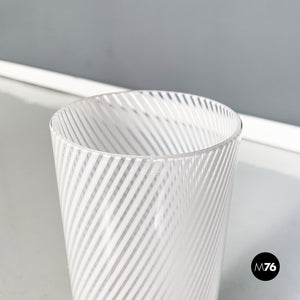 Vase in white and transparent Murano glass vase, 1960s