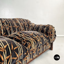 Load image into Gallery viewer, Sofa and armchair in bamboo and fabric, 1980s
