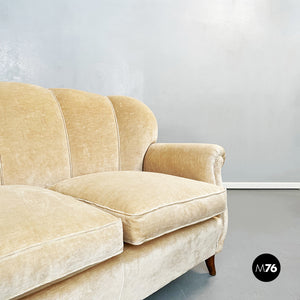 Living room set in beige fabric, 1960s
