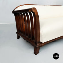 将图片加载到图库查看器，Wooden sofa with white fabric, 1940s
