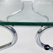 Charger l&#39;image dans la galerie, Coffee table in glass and steel, 1970s.
