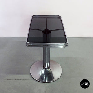 Steel and smoked glass console, 1970s