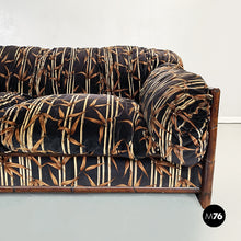 Load image into Gallery viewer, Sofa in bamboo and fabric, 1980s
