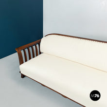Carica l&#39;immagine nel visualizzatore di Gallery, Wooden sofa with white fabric, 1940s
