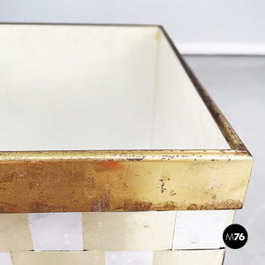 Square planter in steel and brass, 1970s