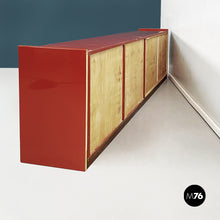 Load image into Gallery viewer, Rectangular red lacquered solid wood sideboard, 1980s
