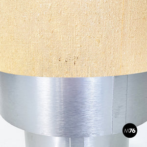 Table lamp in beige fabric and brushed aluminum, 1960s