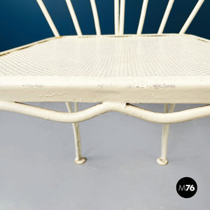 Garden chairs and table in white wrought iron, 1960s
