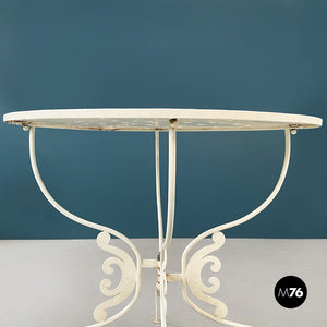 Garden table in white wrought iron, 1960s