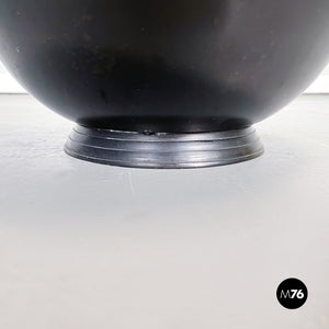 Round bowl in black painted metal, 1990s