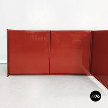 Carica l&#39;immagine nel visualizzatore di Gallery, Rectangular red lacquered solid wood sideboard, 1980s
