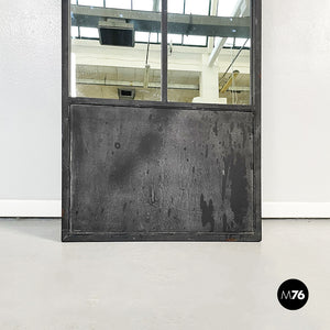 High rectangular mirror in black metal, 1990s