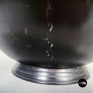 Round bowl in black painted metal, 1990s