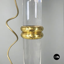 Load image into Gallery viewer, Floor lamp in white fabric, plexiglass and brass, 1980s
