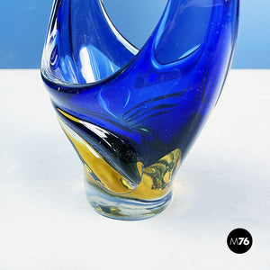 Sculpture in blue and yellow Murano glass, 1970s