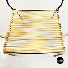 Load image into Gallery viewer, Outdoor chair in yellow scooby and black metal, 1960s
