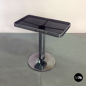 Steel and smoked glass console, 1970s