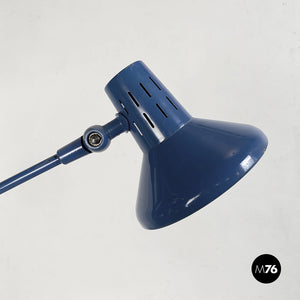 Blue metal table lamp with clamp, 1970s