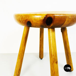 Rustic wooden stool, 1960s