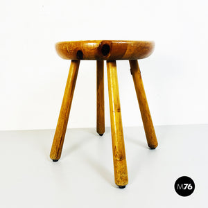 Rustic wooden stool, 1960s