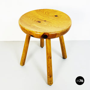 Rustic wooden stool, 1960s