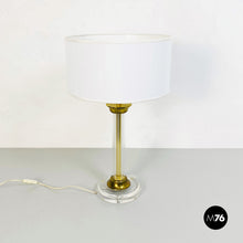 Load image into Gallery viewer, Plexiglass and brass table lamp, 1970s
