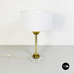 Plexiglass and brass table lamp, 1970s