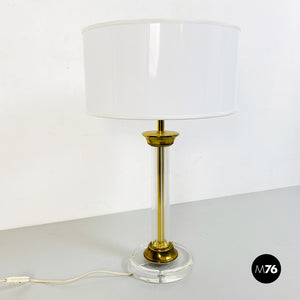 Plexiglass and brass table lamp, 1970s