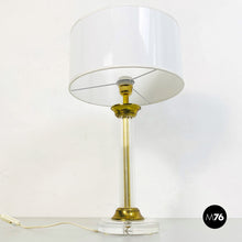 Charger l&#39;image dans la galerie, Plexiglass and brass table lamp, 1970s
