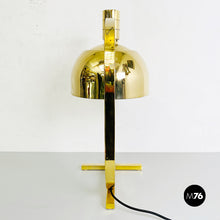 将图片加载到图库查看器，AM \ AS Series gold chrome table lamp by F. Albini and F. Helg for Sirrah, 1969
