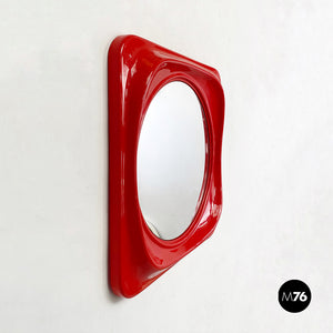 Red plastic mirror, 1980s