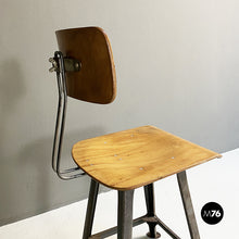 Load image into Gallery viewer, Industrial wood and metal chair, 1930s
