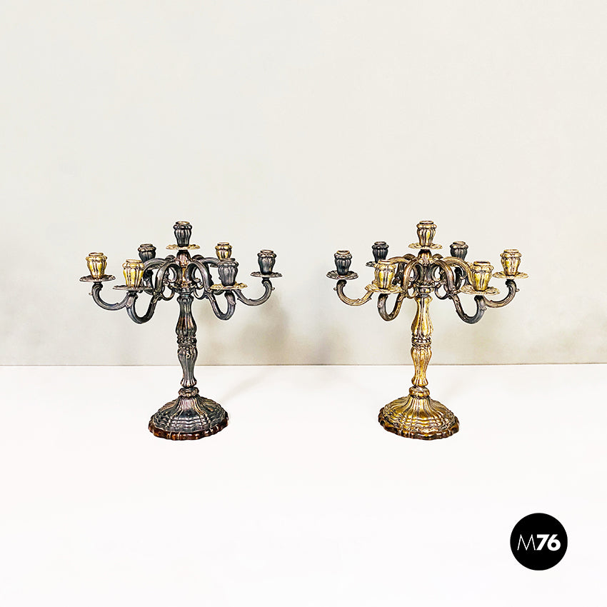 Seven-flame silver candelabras, 1880s