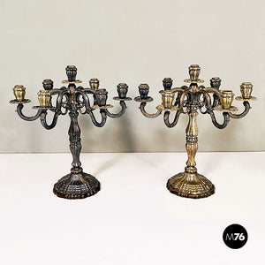 Seven-flame silver candelabras, 1880s