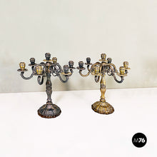 Load image into Gallery viewer, Seven-flame silver candelabras, 1880s
