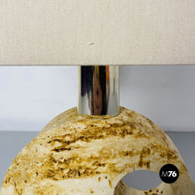 将图片加载到图库查看器，Travertine table lamp, 1970s
