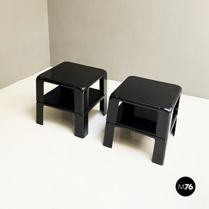 Black plastic coffee tables 4 Gatti by Mario Bellini for B&B, 1970s