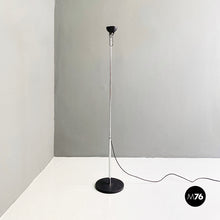 Charger l&#39;image dans la galerie, Black metal and chromed steel floor lamp, 1980s
