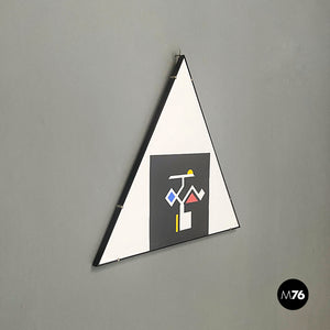 Triangular painting with collage by Bertolio, 1999