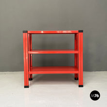 Load image into Gallery viewer, Red three-shelf metal bookcase, 1980s
