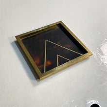 Load image into Gallery viewer, Square brass and briar effect plexiglass object holder, 1970s
