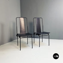 将图片加载到图库查看器，Black chairs by Adalberto del Lago for Misura Emme, 1980s
