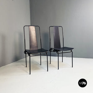 Black chairs by Adalberto del Lago for Misura Emme, 1980s