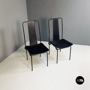 Black chairs by Adalberto del Lago for Misura Emme, 1980s