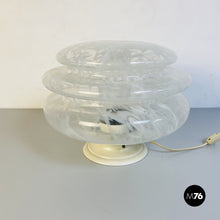 Load image into Gallery viewer, Glass table lamp with abstract decoration, 1960s
