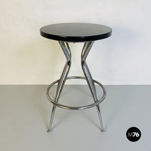 Black and chromed stool, 1950s