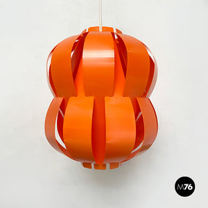 Orange plastic Room Light model chandelier, 1960s