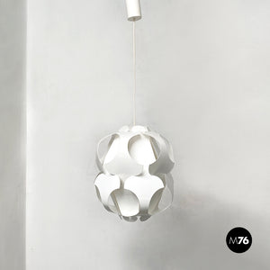 White plastic chandelier Big Lily model, 1960s