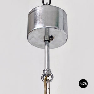 Chromed steel chandelier with twelve-light, 1970s